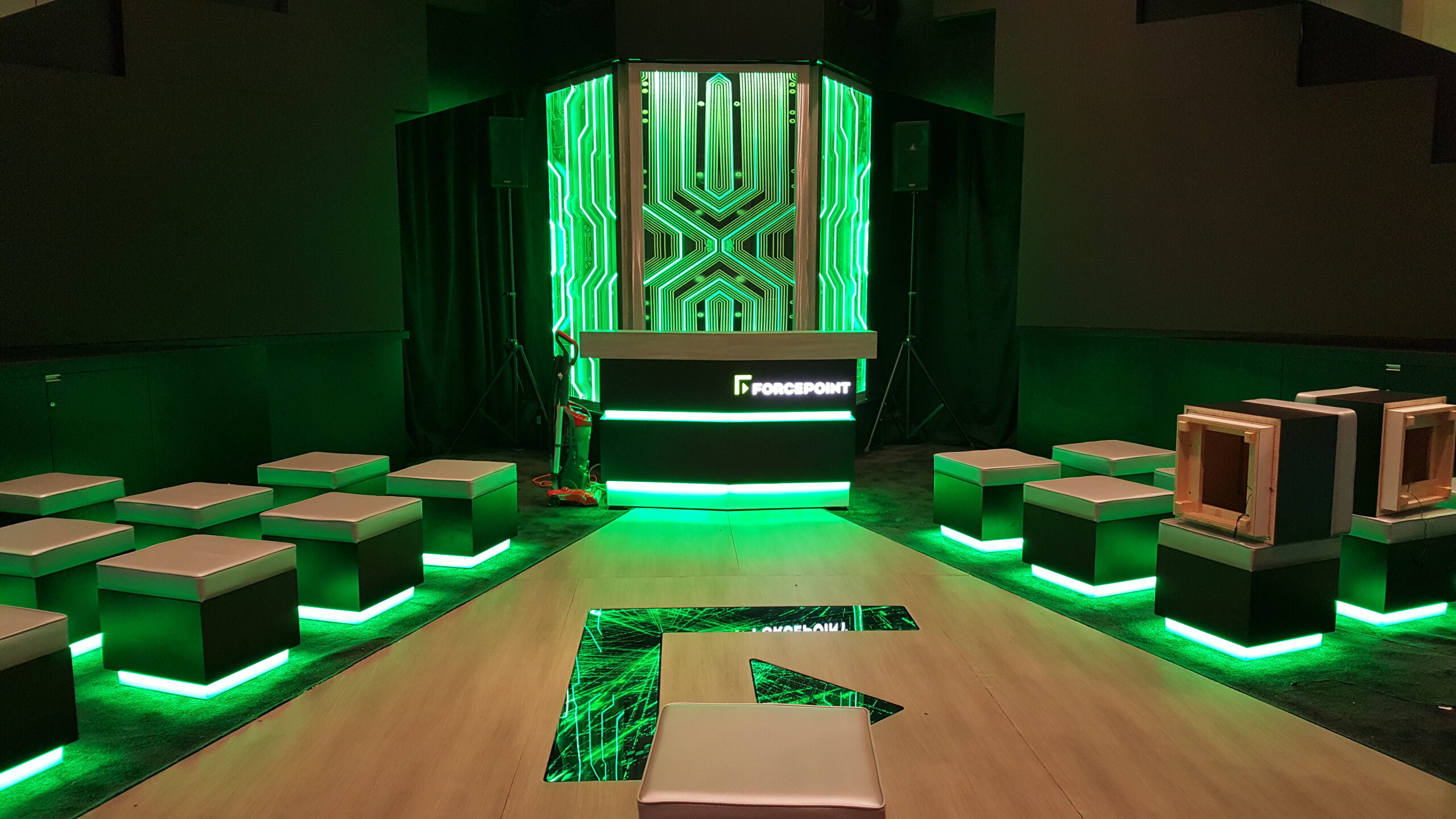 Green lit room