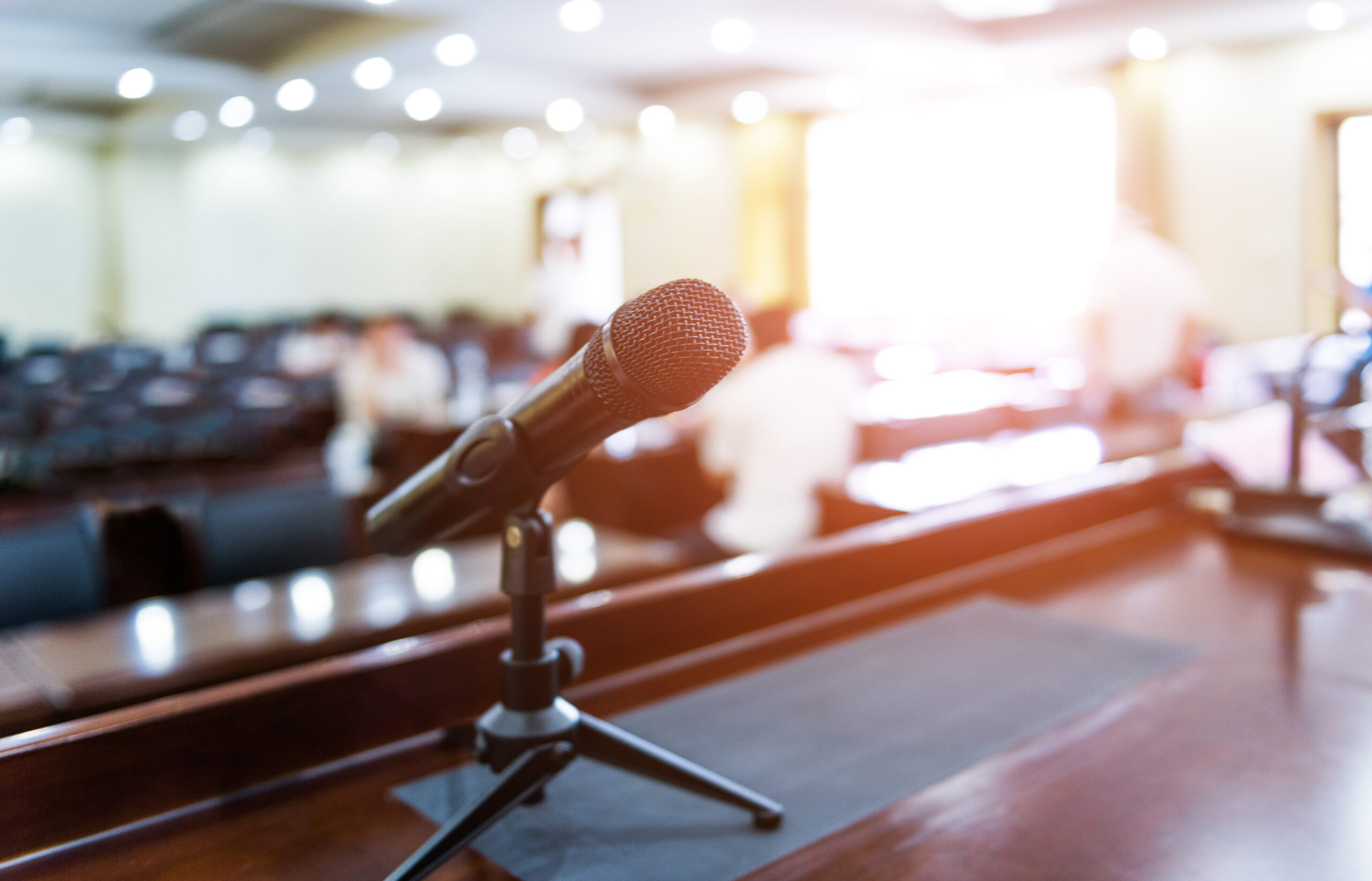 microphone on panel for speaking event