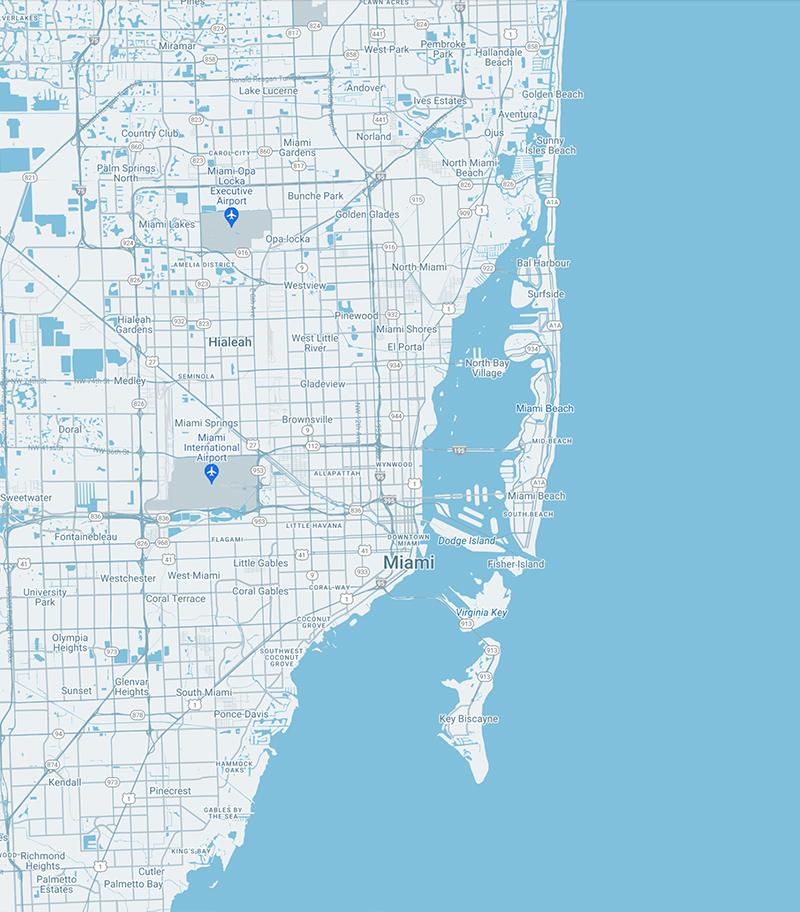 Map of Miami, FL
