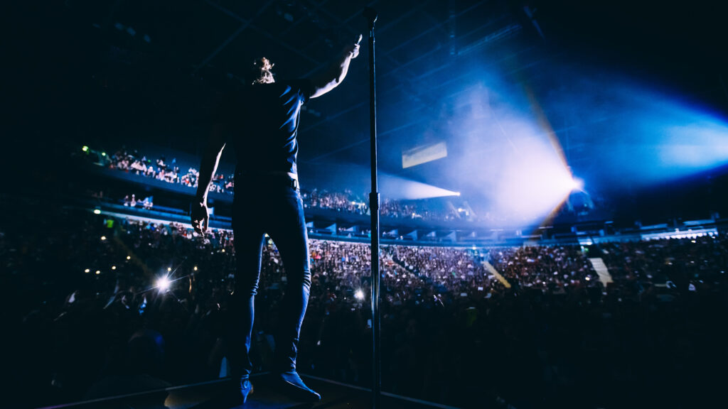 Singer onstage in the spotlight